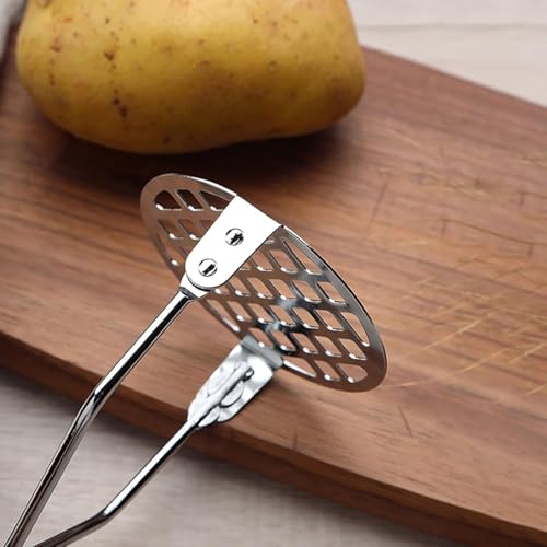 KIPSOME Potato Masher Multifunctional Easy Stainless Steel Kitchen Tool Hand Non-Slip Grip Potato Ricer for Fruit Smasher Vegetable Mashed (Grey) - Image 4