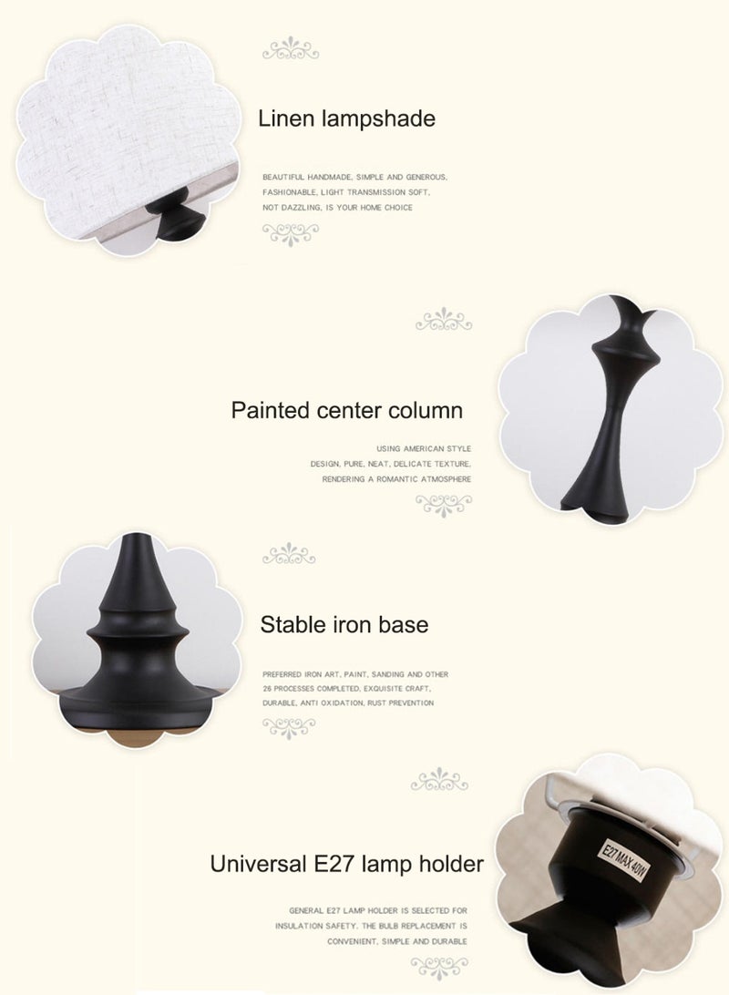 DAI HEART مصباح طاولة، مصباح طاولة بسيط، مصباح طاولة بجانب السرير، إضاءة ليلية، مصباح طاولة إبداعي لغرفة النوم مع غطاء قماشي، قاعدة بيضاء، مناسب لغرف النوم، غرف المعيشة، المكاتب، غرف الأطفال، غرف النوم المشتركة. - Image 3