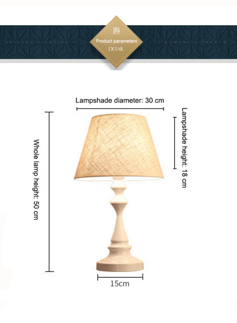 DAI HEART مصباح طاولة، مصباح طاولة بسيط، مصباح طاولة بجانب السرير، إضاءة ليلية، مصباح طاولة إبداعي لغرفة النوم مع غطاء قماشي، قاعدة بيضاء، مناسب لغرف النوم، غرف المعيشة، المكاتب، غرف الأطفال، غرف النوم المشتركة. - Image 5