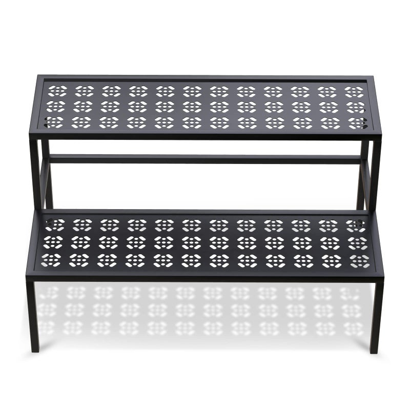Garden 4 you Metal Plant Stand Metal 2 Tier Potted Multiple Flower Pot Holder Plant Shelf Indoor Plants Multiple,Outdoor Heavy Duty Planter Display Shelving Unit for Patio Garden Corner Balcony Living Room(Black) - Image 1