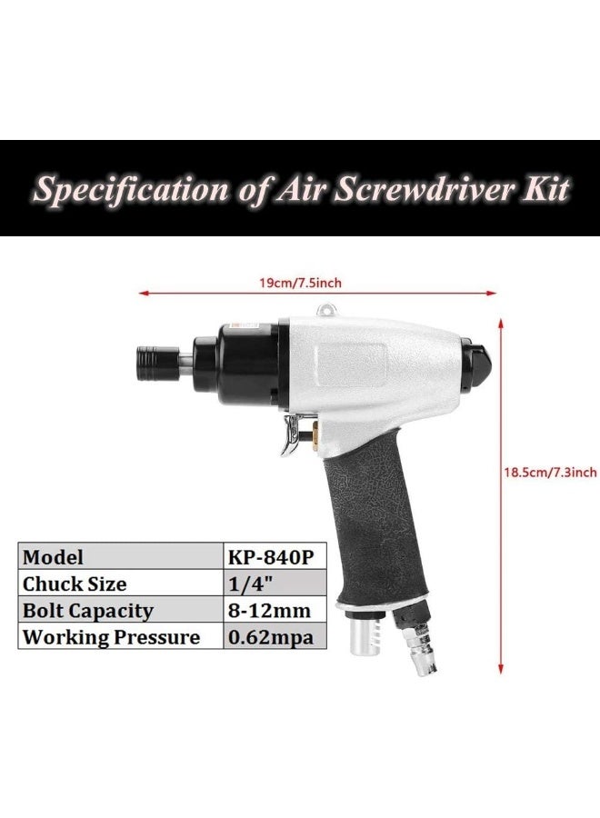 Pneumatic Air Screwdriver Tool, 1/4" Air Screw Driver Gun Impact Screwdriver Tool, 8000rpm Air Screwdriver Reversible Type Industry Professional Screw Driver, for Containers, Electrical Appliances  - Image 2