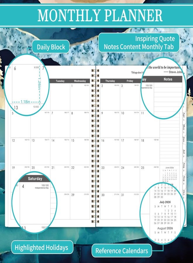 Pinchoco Monthly Planner 2026-2031 - 5 Year Monthly Calendar 2026-2031, Jul.2026 - Jun.2031, 9" x 11", 60 Months with Tabs, Double-Side Pocket, Holidays, Pages, Elastic Closure - Image 3