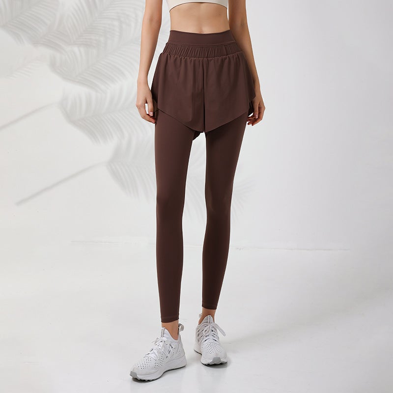 Generic Quick-Dry High-Waist Yoga Pants with Skirt Grey - Image 2
