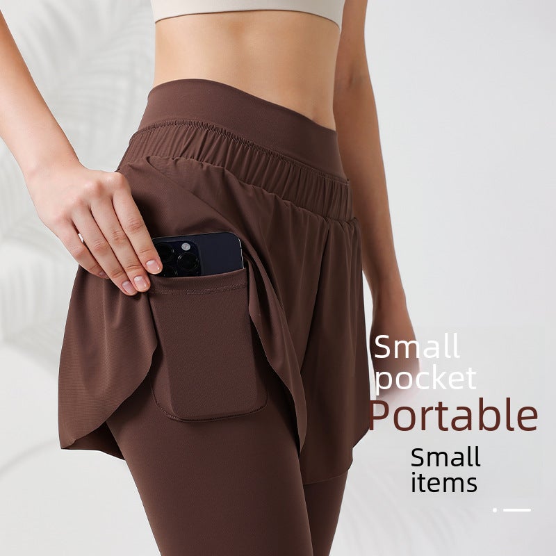 Generic Quick-Dry High-Waist Yoga Pants with Skirt Grey - Image 4