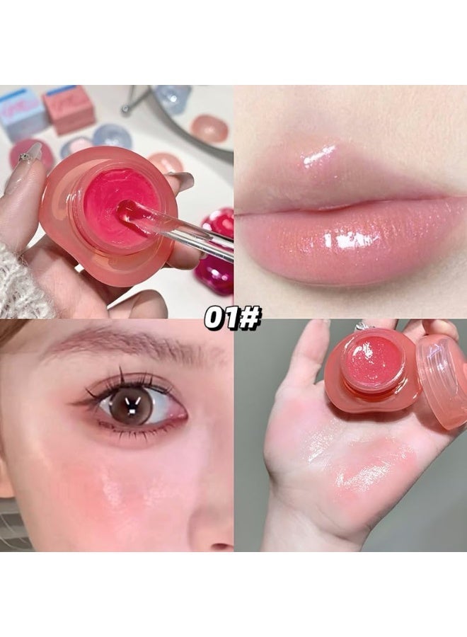 Gege Bear Glossy Lip Tint & Cheek Blush | Lightweight Jelly Blush with Gloss Finish | Hydrating Gloss for Lips | Long-Lasting Glossy Makeup | Lightweight Comfort | Dual-Use Korean Style Makeup | Cute Pink Blusher & Lip Moisturizer for Women and Girls (01#, 4g) - Image 4