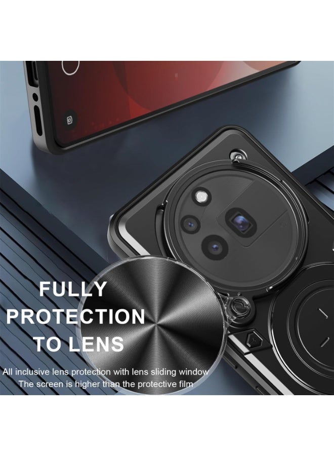 SanHu for Nothing Phone 3A Pro 5G Case, Slide Camera Lens Cover, Magnetic Ring Holder Kickstand Protective Phone Case for Nothing Phone 3A Pro 5G, Black - Image 4