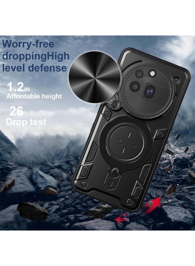 SanHu for Nothing Phone 3A Pro 5G Case, Slide Camera Lens Cover, Magnetic Ring Holder Kickstand Protective Phone Case for Nothing Phone 3A Pro 5G, Black - Image 5