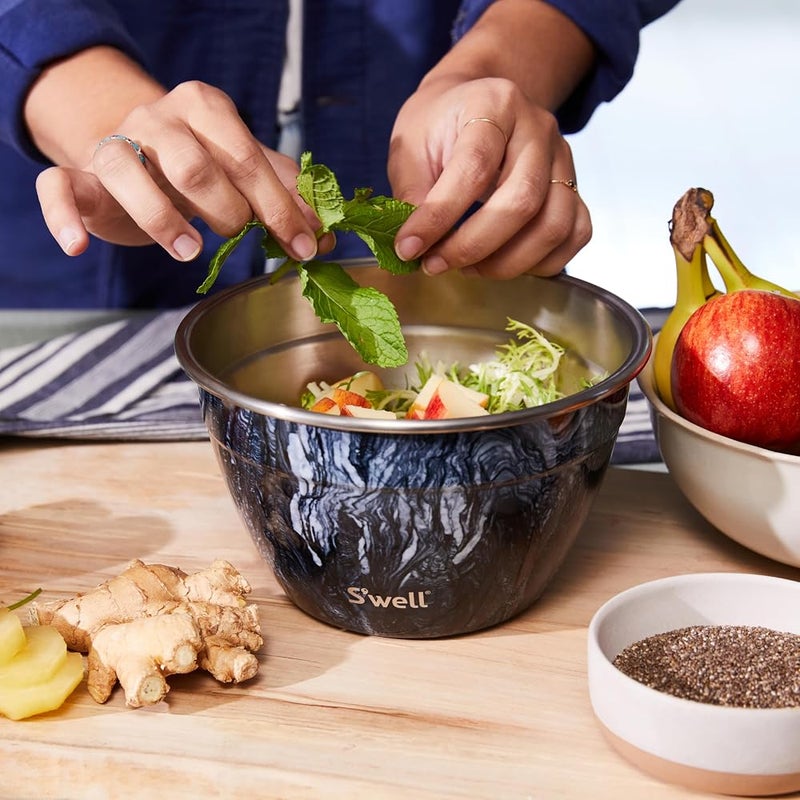 S'well Stainless Steel Salad Bowl Kit - 64oz, Azurite - Comes with 2oz Condiment Container and Removable Tray for Organization - Leak-Proof, Easy to Clean, Dishwasher Safe - Image 5