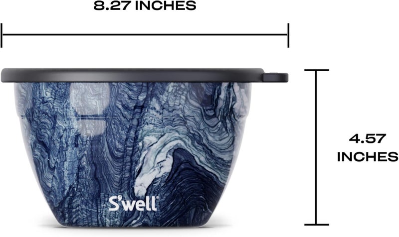 S'well Stainless Steel Salad Bowl Kit - 64oz, Azurite - Comes with 2oz Condiment Container and Removable Tray for Organization - Leak-Proof, Easy to Clean, Dishwasher Safe - Image 4