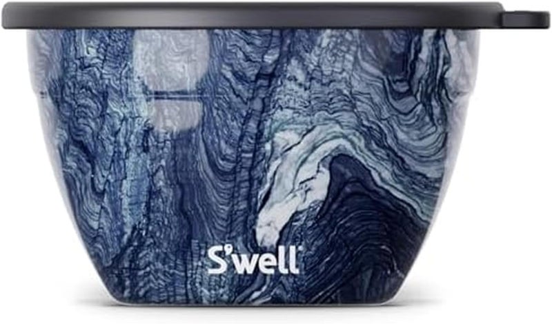 S'well Stainless Steel Salad Bowl Kit - 64oz, Azurite - Comes with 2oz Condiment Container and Removable Tray for Organization - Leak-Proof, Easy to Clean, Dishwasher Safe - Image 1