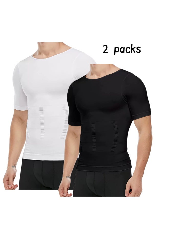 Generic 2-Pack Men's Slim Fit Vest - Compression Shirt for Running & Gym, Slim Body Compression Shaper to Tighten and Coordinate the Abdominal Area, Size L - Image 1