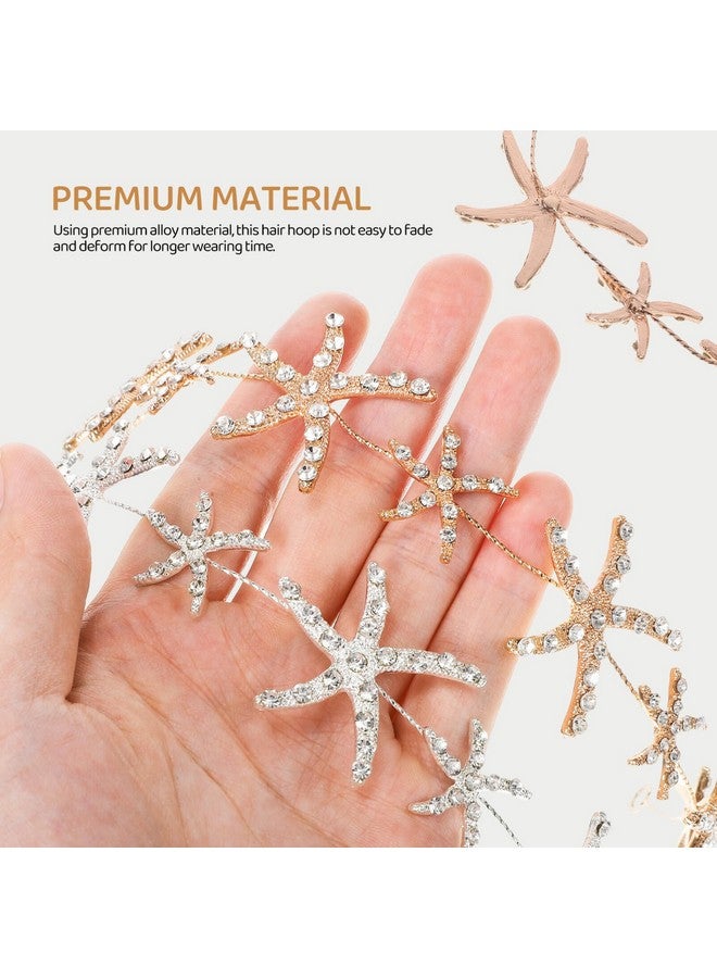 Beaupretty 2Pcs Star Headpiece Mermaid Starfish Headband Hair Clip Rhinestone Wedding Jewelry Hair Accessories For Women Girl - Image 4