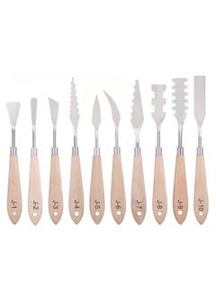 Oasisgalore Paint Knife Set - 10pcs Stainless Steel Spatula Palette Knife Painting Tools for Oil and Paste Application with Wood Handles  - Image 1
