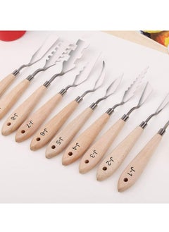 Oasisgalore Paint Knife Set - 10pcs Stainless Steel Spatula Palette Knife Painting Tools for Oil and Paste Application with Wood Handles  - Image 3