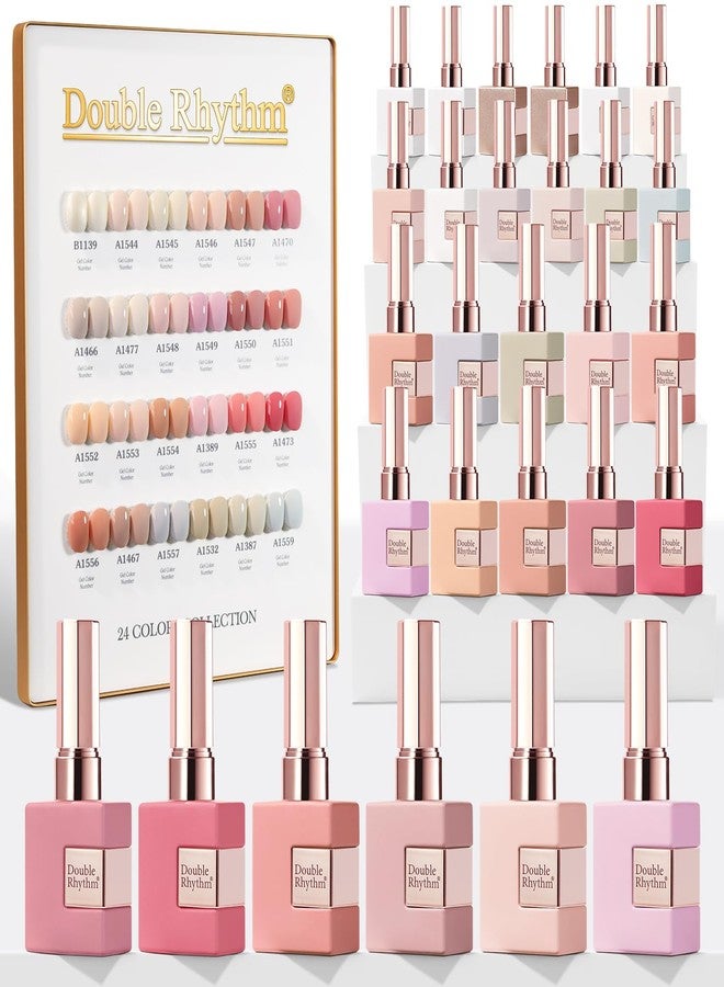 Double Rhythm مجموعة طلاء أظافر جل 28 قطعة 0.5 أونصة بتصميم مزدوج بنفس اللون بنفس الزجاجة مجموعة طلاء جل قابلة للإزالة فن الأظافر صالون العناية بالأظافر افعلها بنفسك في المنزل للنساء (مجموعة وردي عاري - T24-3) - Image 1