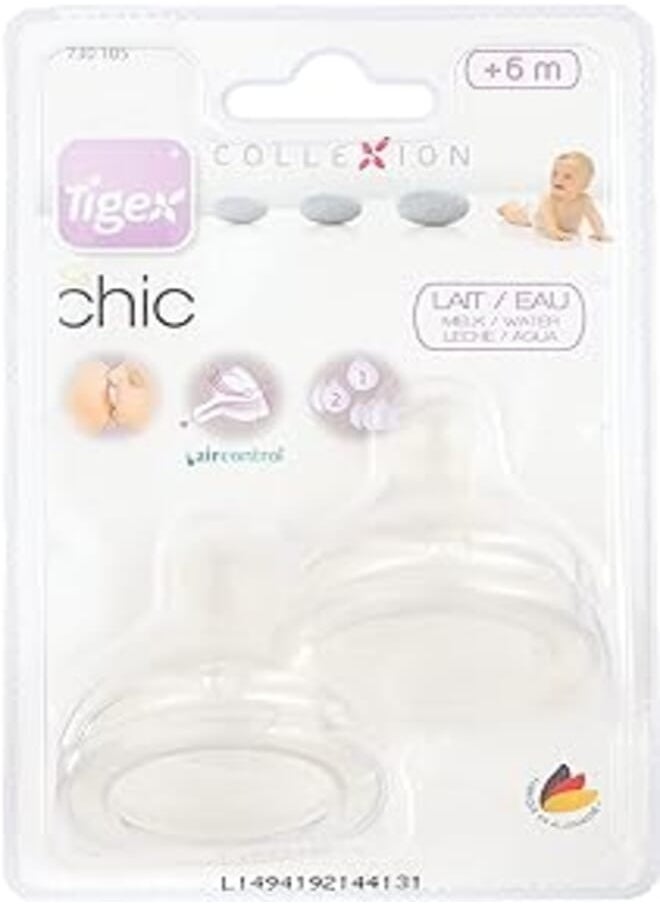 TIGEX Tigex Collexion 730105 Suction Teats for Feeding Bottles Size 2 Set of 2 