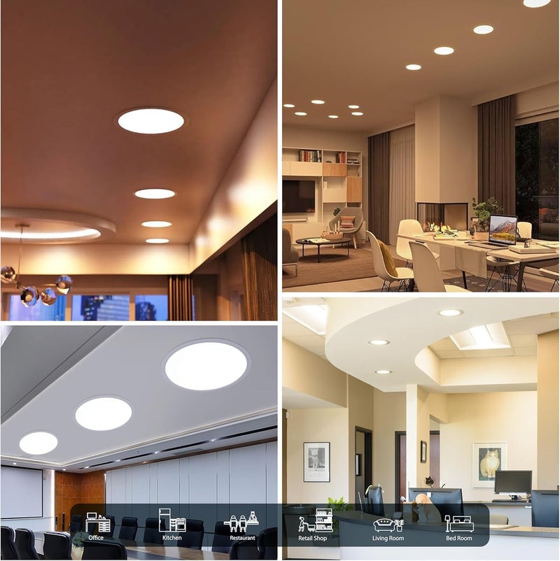 ضوء بانل LED، 9 بوصة دائري نحيف، 20 واط، أبيض و أبيض دافئ، غير قابل للتعتيم، عبوة من 4 - Image 3