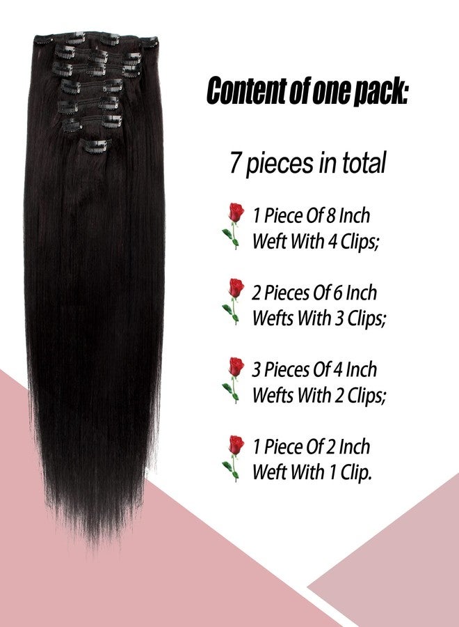 SixStarHair Yaki Straight Clip In Hair Extensions Real Human Hair 14inch Coarese Yaki Hair Extensions with Clips 120g 7 Pieces Thick Double Wefted Hair Extensions Italian Yaki Hair Extensions - Image 2