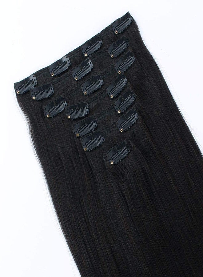 SixStarHair Yaki Straight Clip In Hair Extensions Real Human Hair 14inch Coarese Yaki Hair Extensions with Clips 120g 7 Pieces Thick Double Wefted Hair Extensions Italian Yaki Hair Extensions - Image 5
