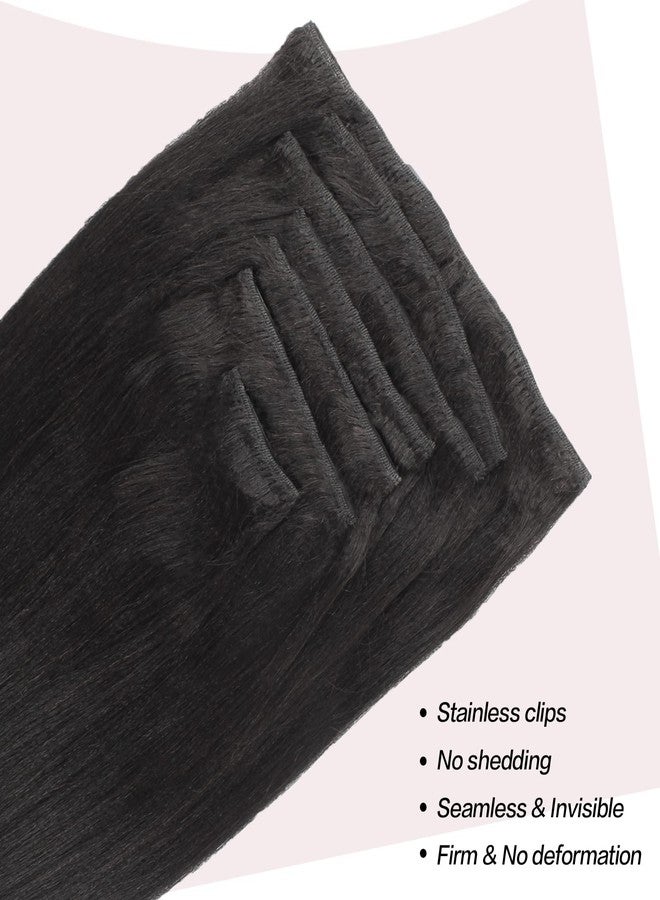 SixStarHair Yaki Straight Clip In Hair Extensions Real Human Hair 14inch Coarese Yaki Hair Extensions with Clips 120g 7 Pieces Thick Double Wefted Hair Extensions Italian Yaki Hair Extensions - Image 4