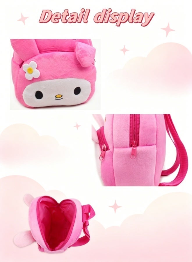 Cute Children's Backpack, Cartoon Shaped Children's Backpack Plush Fabric Pink Backpack for 3-6 Years Old - Image 4