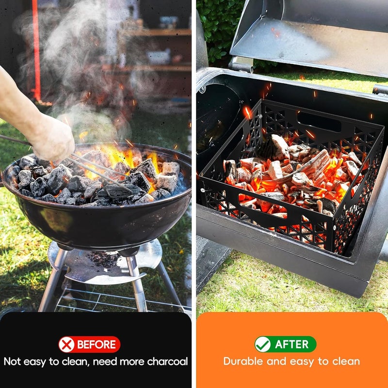 foedo Charcoal Firebox Basket for Oklahoma Joe Offset Smoker, Grill Accessories for Long and Efficient Smoking, 12" x 12" x 7.5 "Fire Basket for Oklahoma Joes Highland (Only 4 Screws) (black) - Image 5