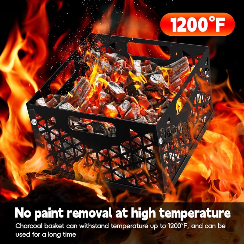 foedo Charcoal Firebox Basket for Oklahoma Joe Offset Smoker, Grill Accessories for Long and Efficient Smoking, 12" x 12" x 7.5 "Fire Basket for Oklahoma Joes Highland (Only 4 Screws) (black) - Image 3