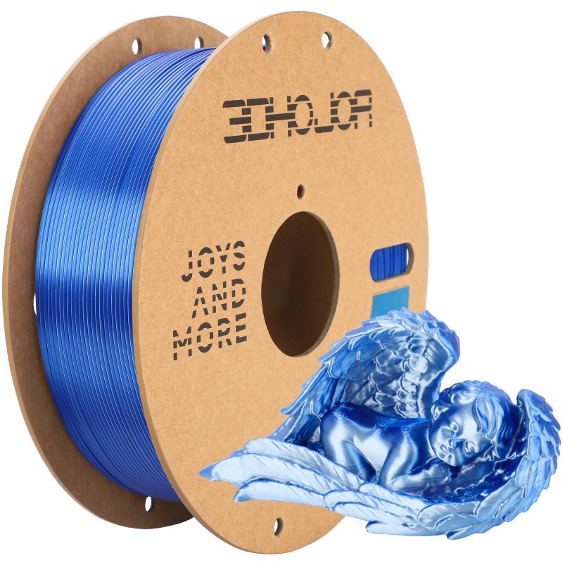 3DHoJor Silk PLA Filament 1.75mm Blue Silver Dual Color PLA 3D Printer Filament 2 in 1 Coextrusion 1KG Spool(2.2lbs) 3D Printing Filament Dimensional Accuracy +/- 0.03mm Fits for Most FDM 3D Printers - Image 1