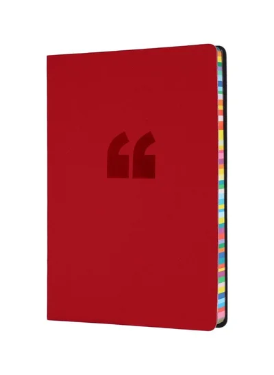 Collins Collins Debden Edge Rainbow A5 Ruled Notebook Journal - Red - Soft Touch Journal with Rainbow Edged FSC Certified Paper - 240 pages