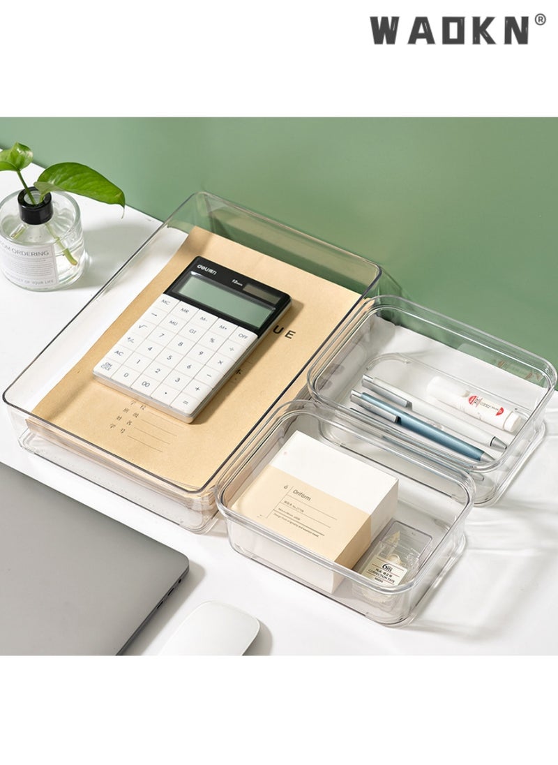 WAOKN 16 PCS Desk Drawer Organizers, Non-Slip and Crack Drawer Organizer Set with 5 Different Sizes, Drawer Organizer Trays for Makeup, Jewelries, Office Accessories, Kitchen Utensils, Jewelries, Gadgets  - Image 3