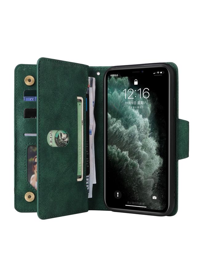 S-TOP Case For iPhone 11 Pro Rivet Buckle 9 Cards Three Fold Leather Phone Case - Image 4