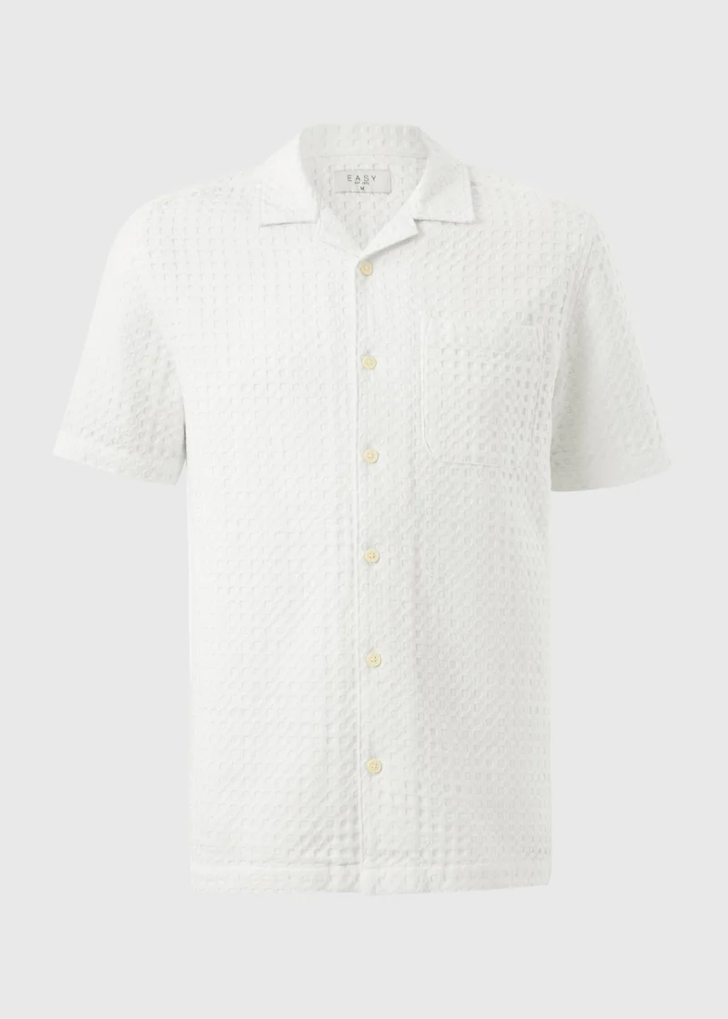 Matalan White Textured Revere Short Sleeve Shirt
