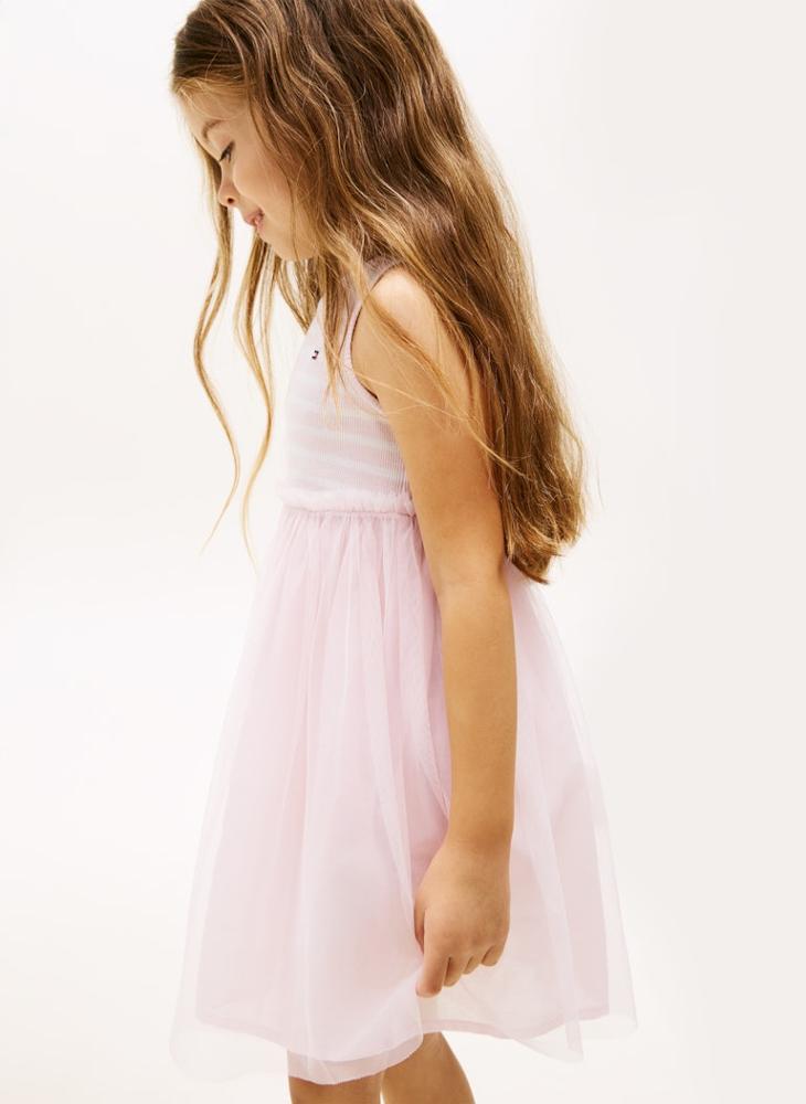 TOMMY HILFIGER Tulle Sleeveless Fit And Flare Dress - Image 3