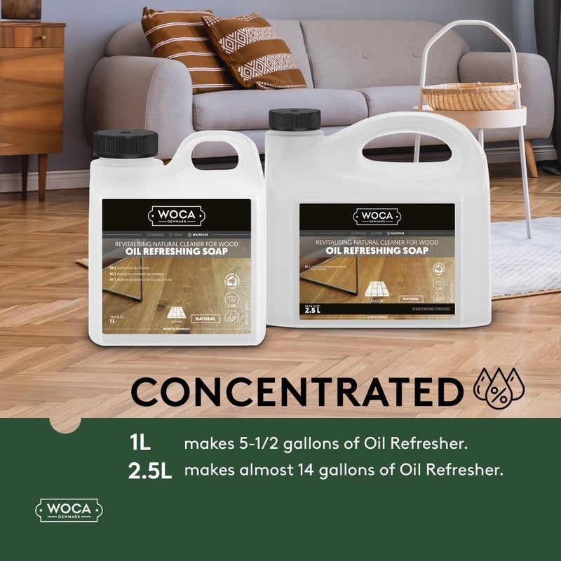 WOCA Oil Refreshing Soap (Oil Refresher), Natural 2.5L â€“ Concentrated Cleaner for Oil-Treated Hardwood Floors, Furniture, Millwork, Cutting Boards, and Countertops. - Image 5