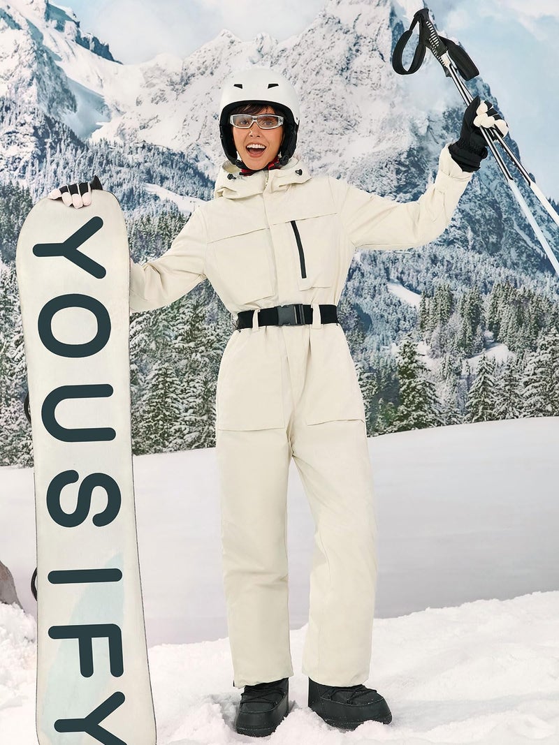 Yousify Womens Ski Suit One Piece Snow Suit Winter Waterproof Outdoor Sports Snowsuit Jumpsuit Snowboard Jacket - Image 2