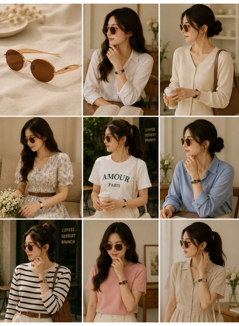 Shein Women’s Retro Oval Sunglasses with Brown Lenses & Gold Metal Frame – Stylish Vintage Eyewear - Image 3