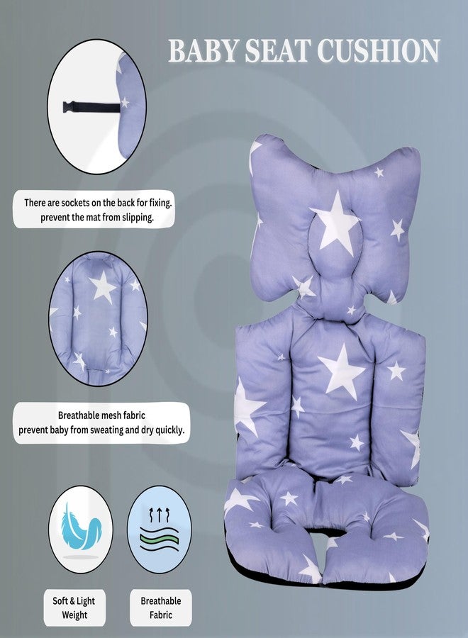 PRISO Universal Baby Pushchair Mesh Pram Stroller Back Support Seat Liner, Newborn Breathable Cushion Non-Slip Seat Pad Pillow Accessories Star Print Design. - Image 2