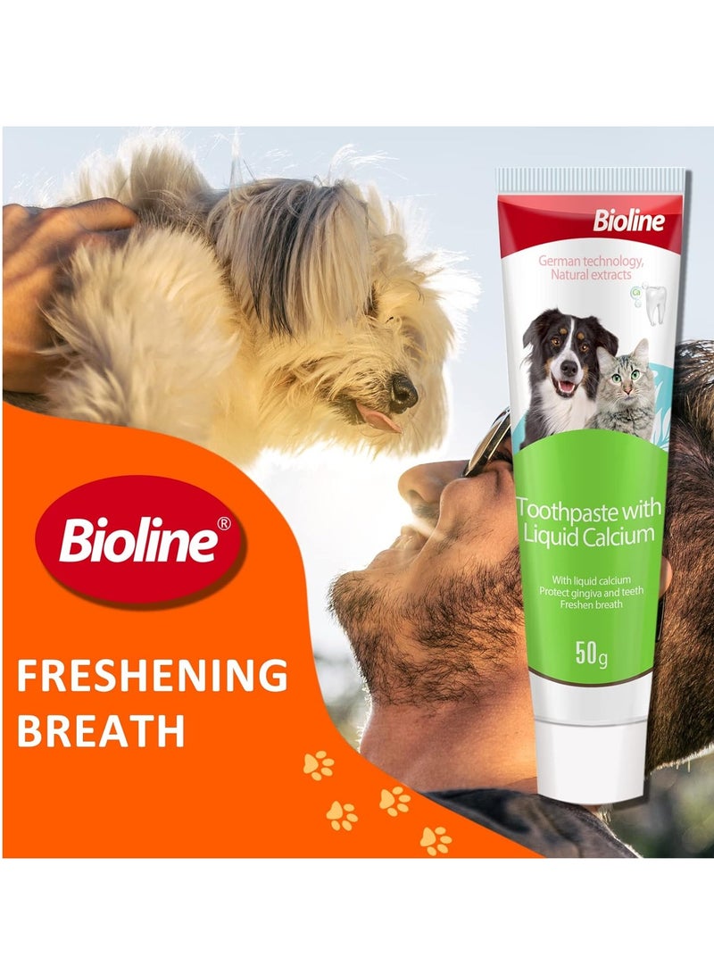 Bioline معجون أسنان مع كالسيوم سائل ينعش أنفاس الكلاب والقطط 50 جرام - Image 2