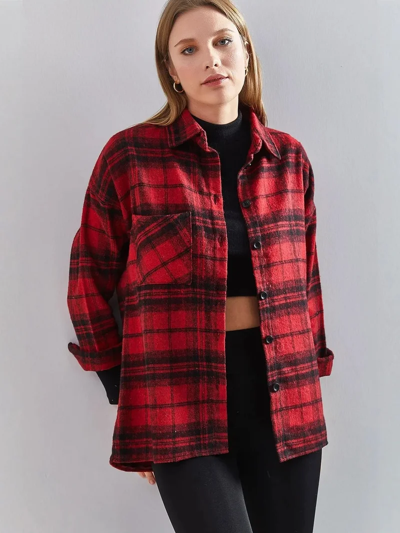 LUCCI Plaid Long Sleeve Shirt with Pocket