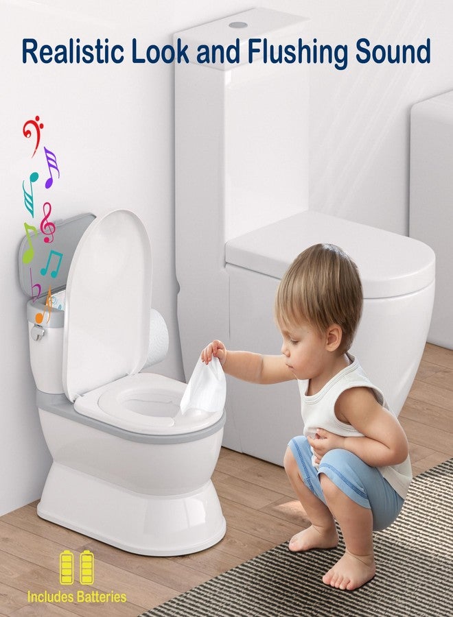 CheerTry 2-in-1 Toddler Potty Training Toilet - Larger Potty Chair & Detachable Training Seat for Boys & Girls Ages 1-3 with Flushing Sound, Wipes Storage, Toilet Paper Holder - Grey - Image 2