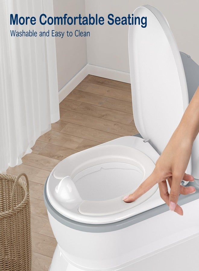 CheerTry 2-in-1 Toddler Potty Training Toilet - Larger Potty Chair & Detachable Training Seat for Boys & Girls Ages 1-3 with Flushing Sound, Wipes Storage, Toilet Paper Holder - Grey - Image 3