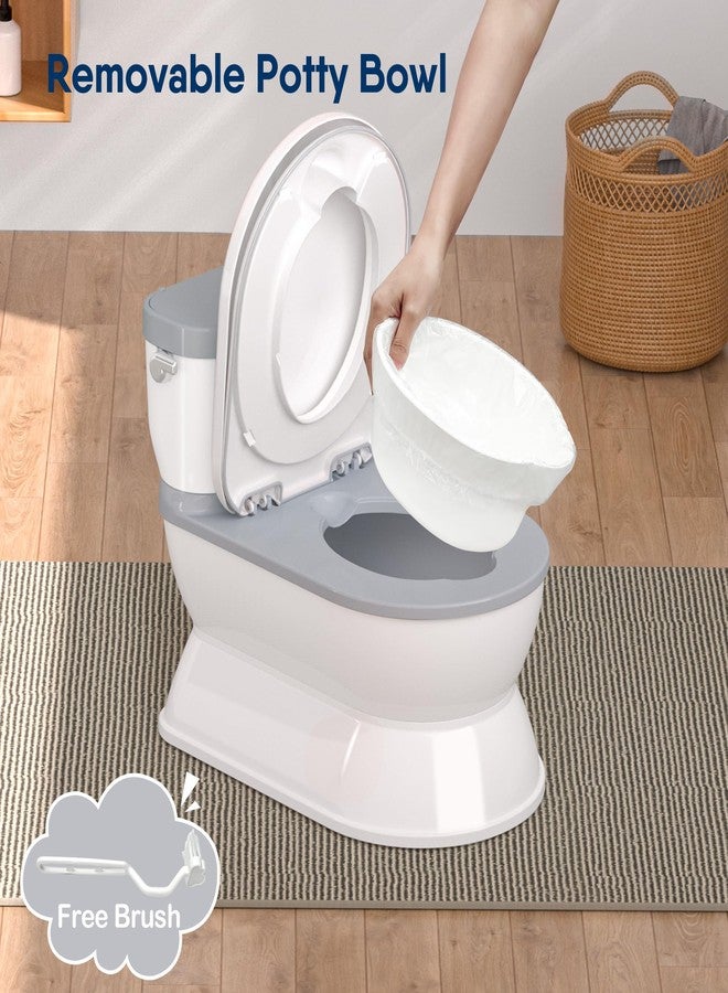 CheerTry 2-in-1 Toddler Potty Training Toilet - Larger Potty Chair & Detachable Training Seat for Boys & Girls Ages 1-3 with Flushing Sound, Wipes Storage, Toilet Paper Holder - Grey - Image 5