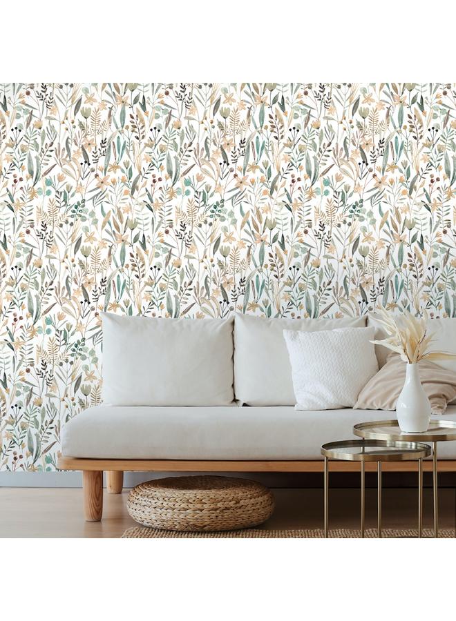 Bluejw Fern Self-adhesive Wallpaper Watercolor Flower Removable Wall Decoration Wallpaper Nursery Bedroom Pvc Mural - Image 4