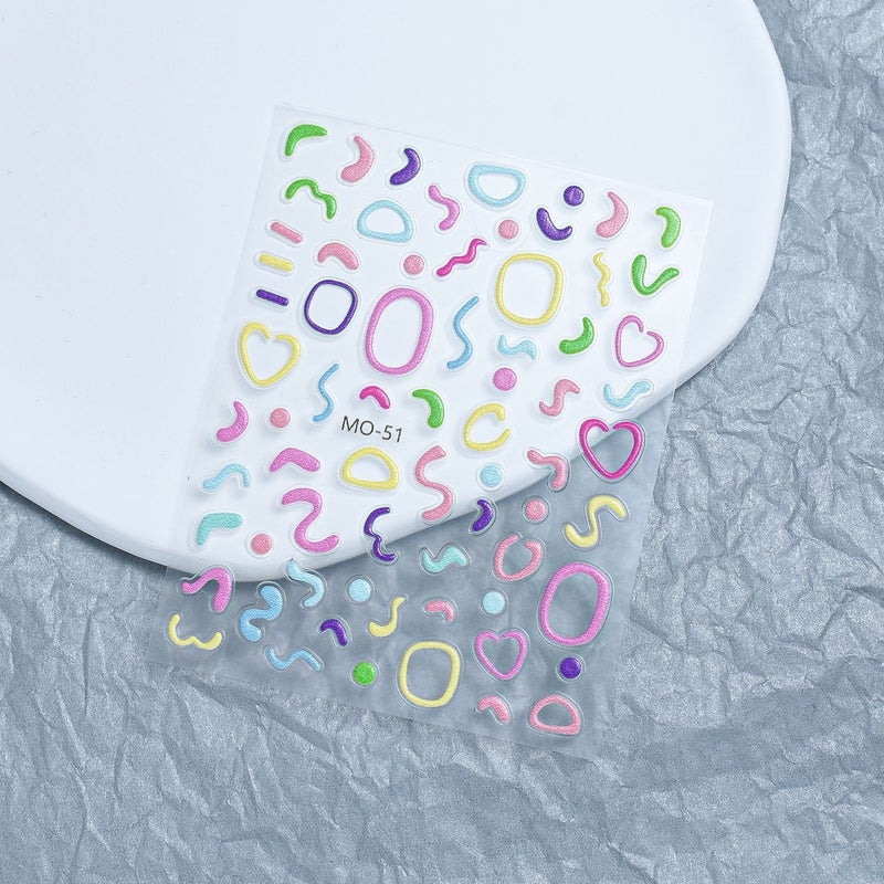 Nail Dopamine Relief Sticker Line Circle Tulip Letters Love Nails Three-Dimensional Japanese Adhesive Cute - Image 1