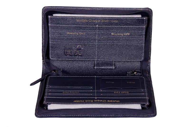 Sukeshcraft Multiple Cheque Book Holder | Original Leather Holds Upto 8 Cheque Books (Leather, Blue) - Image 3