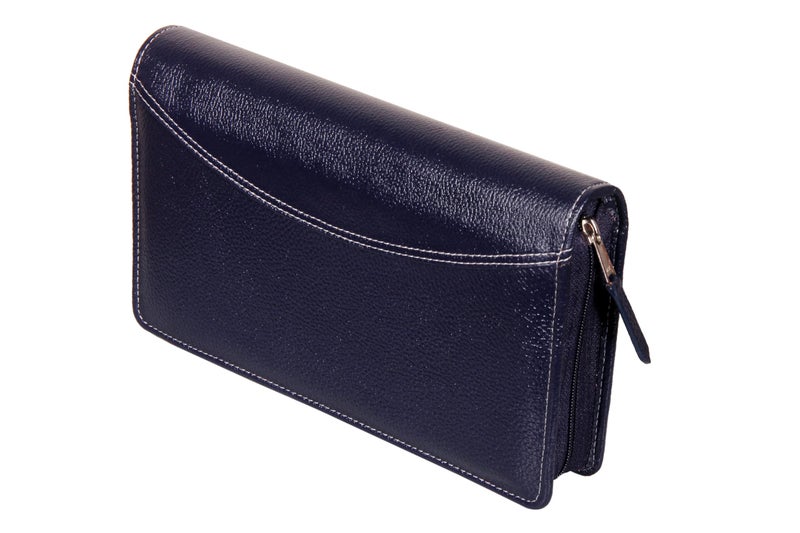Sukeshcraft Multiple Cheque Book Holder | Original Leather Holds Upto 8 Cheque Books (Leather, Blue) - Image 1