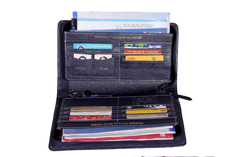 Sukeshcraft Multiple Cheque Book Holder | Original Leather Holds Upto 8 Cheque Books (Leather, Blue) - Image 4