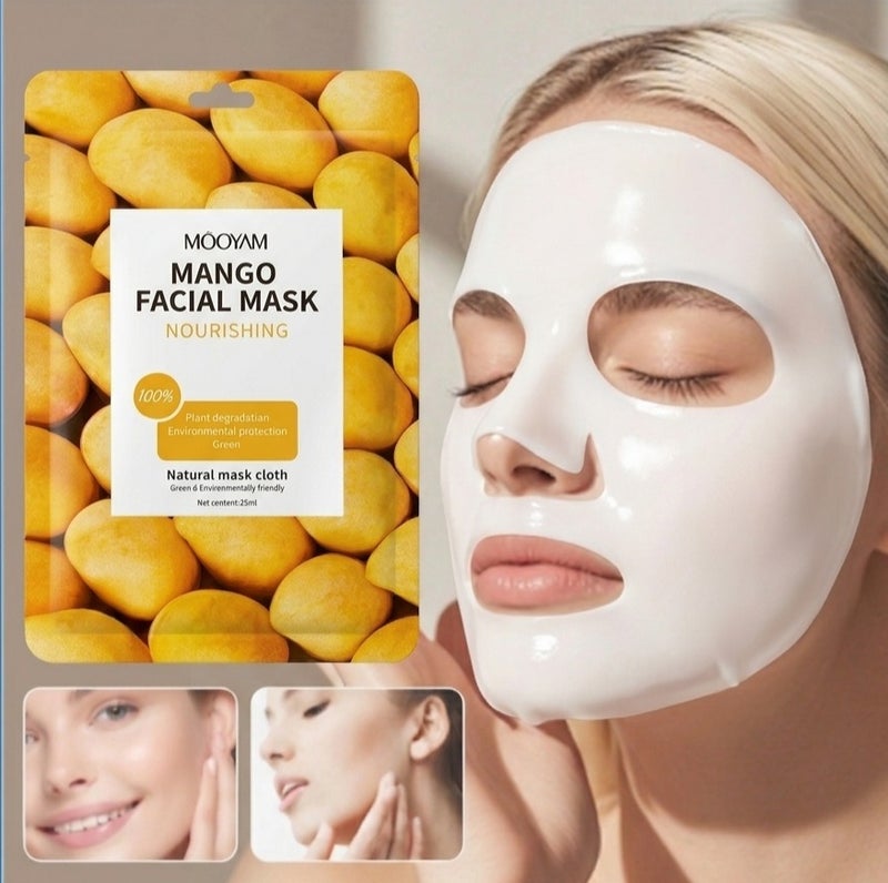 Mango Nourishing & Revitalizing Facial Sheet Mask for Barrier Support, Intense Hydration & Deep Skin Revitalization - Vitamin-Rich Mango Essence