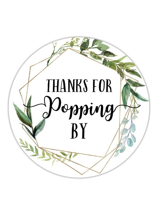 EKSPLODI Thanks for Popping by Stickers, Greenery Baby Shower Favor Stickers, Bridal Shower, Wedding Stickers, 2 Inch, 50-Pack. - Image 1