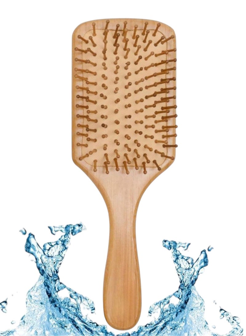 فيندكس فرشاة شعر خشبية، تحفز فروة رأسك وتحسن تدفق الدم لمنع تساقط الشعر، فرشاة ومشط من شعيرات الخيزران لشعر صحي للرجال والنساء والأطفال لجميع أنواع الشعر - Image 1